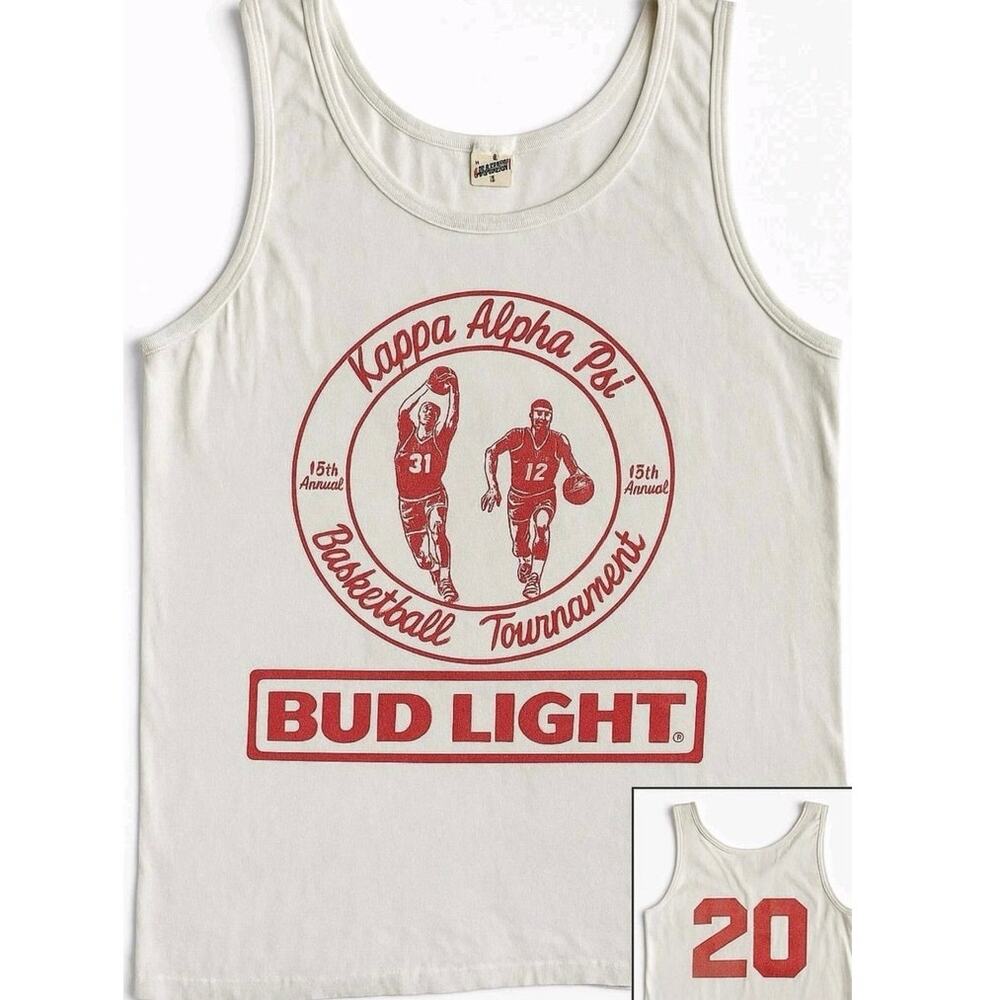 Vtg 80s Kappa Alpha Psi Basketball Tank Top Bud Light Screen Star Single Stitch